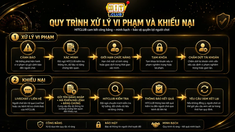 Quy trình khiếu nại và giải quyết tranh chấp tại HITCLUB