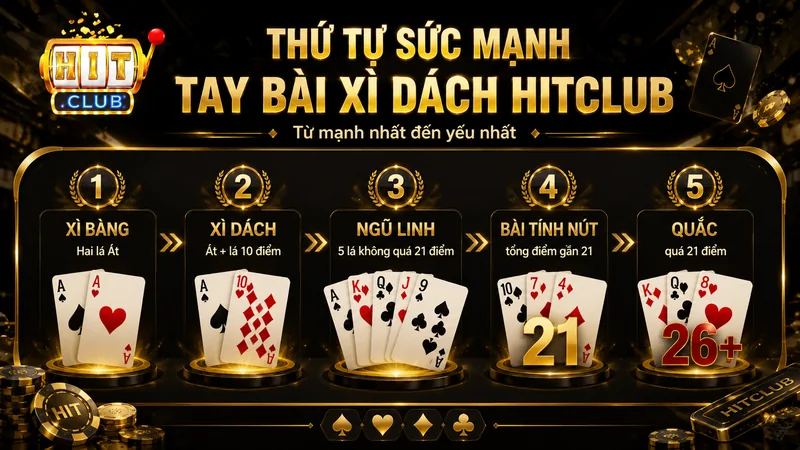 Thứ tự sức mạnh các tay bài Xì Dách HITCLUB